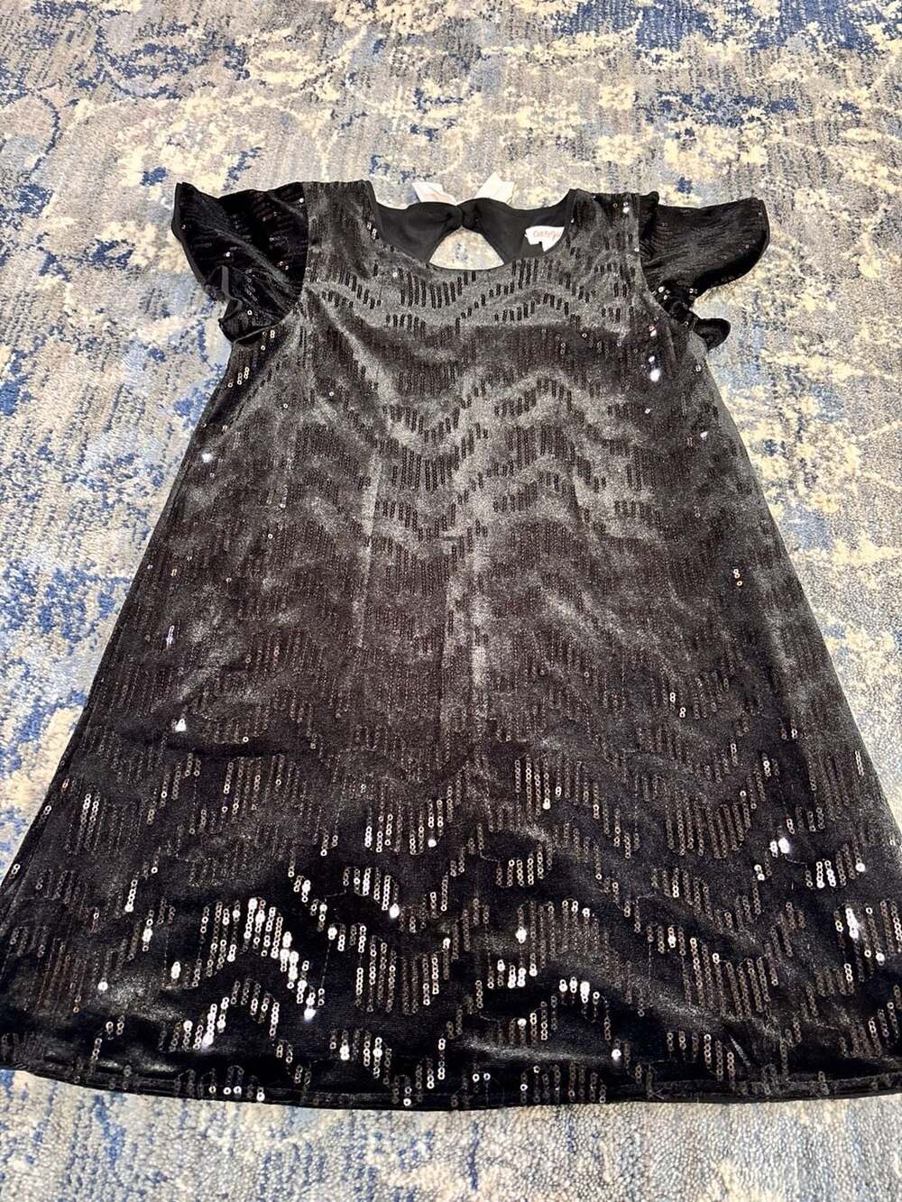 Cat & Jack Dress Size S (6/7) Black Sequin